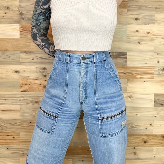 1960's Vintage High Rise Utility Jeans / Size 27 28