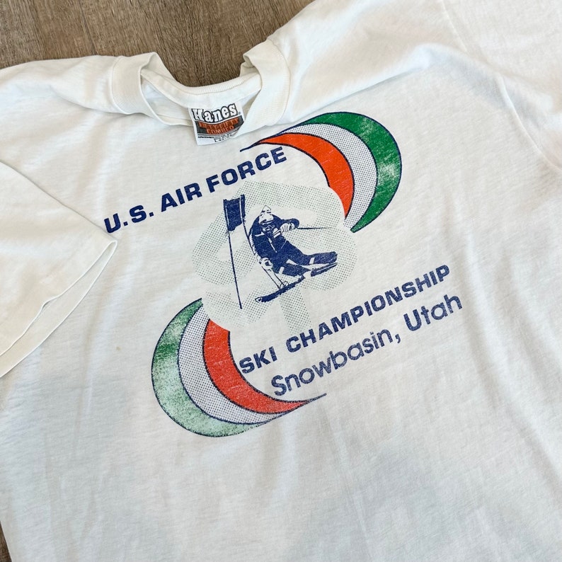 80's Vintage Paper Thin Soft U.S. Air Force Ski Championship Snowbasin Utah Tee Shirt T-Shirt image 6