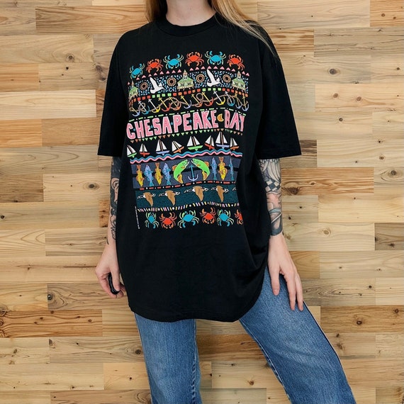 90's Vintage Chesapeake Bay Virginia 1991 Travel Tee Shirt T-Shirt