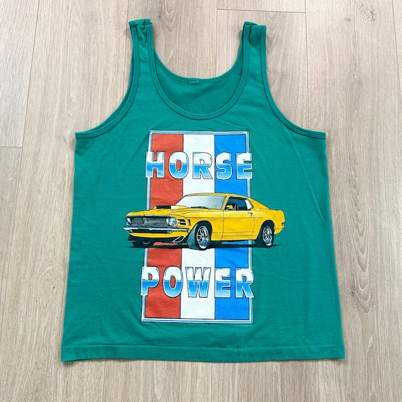 Vintage 1970 Ford Mustang Horse Power Tank Top Shirt