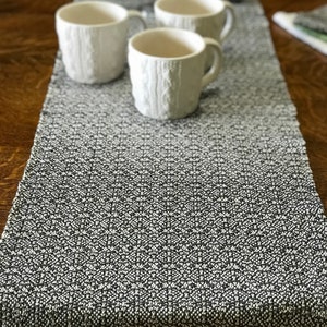 Hand woven Gray Table Runner, Boho , Modern Woven Runner, Farmhouse Table Runner, Spring runner,Custom Table Runner image 5