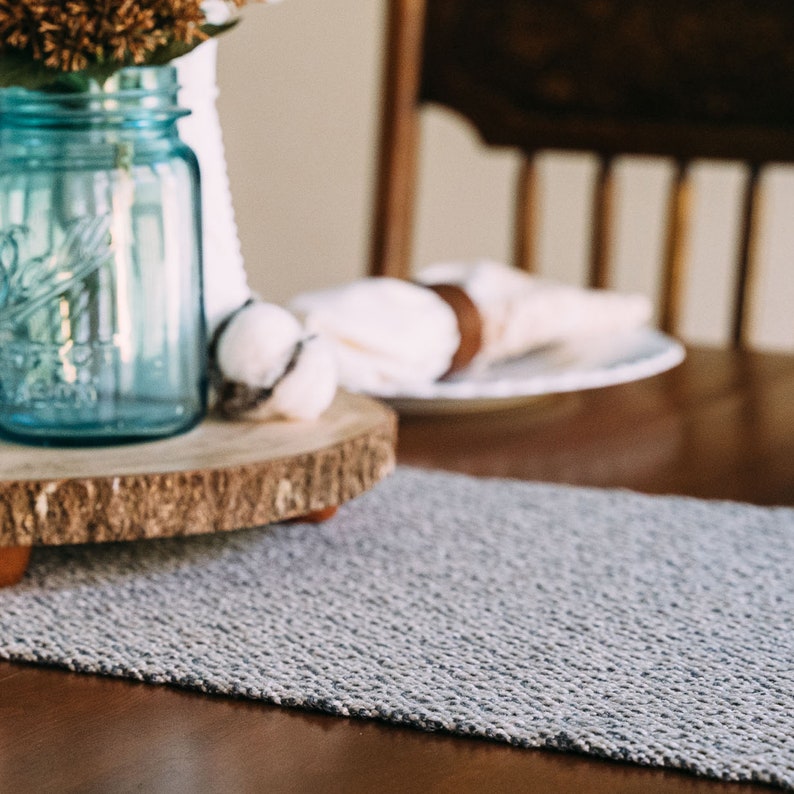 Hand woven Gray Table Runner, Boho , Modern Woven Runner, Farmhouse Table Runner, Spring runner,Custom Table Runner image 3