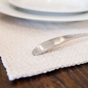 Handwoven White on Ecru Cotton Placemat -nuetral holiday table setting, table runner, center piece,  table mat - Winter white price per each