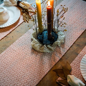 Handwoven-TERRA COTTA TABLE Runner, Custom Table Runner, Wedding Table Décor,  Hand Woven Cotton  -HandmadeTable Runner, New Home Gift