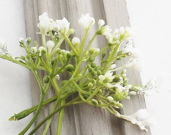 5 White Baby's Breath Sprays | Small Flower Picks | Millinery Flowers | Artificial Gypsophila | Flower Crown Flower Filler | Blue Hutch BB47