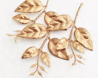Gold Rose Leaf Sprays | Artificial Leaves Gold Greenery | Wedding Crown Filler | Gold Decor | Christmas Sprays | Fake Leaves Crafts | RL204