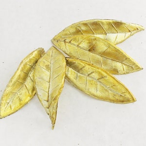 Gilded Gold Leaves for Wedding Crown Crafts Decor, Artificial Greenery, Set of 5 | Blue Hutch PY039