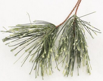 Vintage Artificial Pine Picks on Thick Wire Stems Set of 2, Fake Evergreen Christmas Greenery, Winter Pine Wreath Filler | Blue Hutch PN192