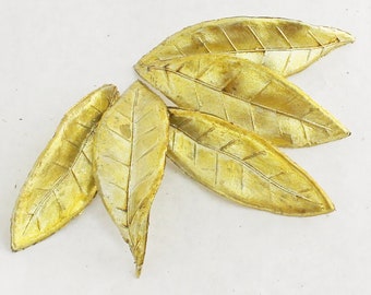 Gilded Gold Leaves for Wedding Crown Crafts Decor, Artificial Greenery, Set of 5 | Blue Hutch PY039