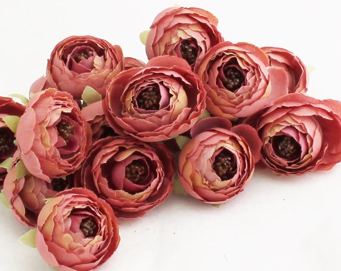 5 Rust Ranunculus Mini Ranunculus Wedding Flower Crown Millinery