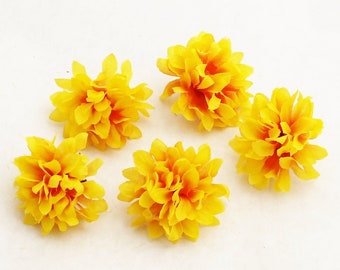 5 Gold Yellow Mums | Artificial Chrysanthemum | Flower Crown | Millinery | Filler Flower | Small Mums | Fall Flowers | The Blue Hutch MV108