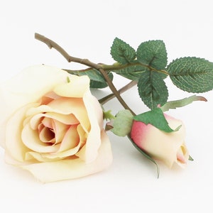 Pale Yellow Rose Stems | Silk Rose Sprays | Wedding Rose | DIY Bouquet Filler | Millinery Flowers | Artificial Roses | The Blue Hutch R47