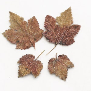 Glittered Leaf Picks | Fake Leaves for Crafts | Fall Leaves | Artificial Greenery | Leaves for Crowns | Millinery Leaves | Blue Hutch GM1