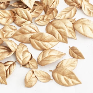 Gilded Metallic Gold Rose Leaves Wedding Crown Filler | Artificial Leaves Scrapbook Card Making | Fake Leaf Filler | Blue Hutch RL203