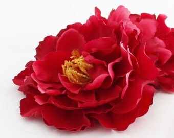 5" Red Peony | Artificial Peony | Millinery Flower | Wedding Peony | Flower Crown | DIY Bouquet | Silk Peony | Craft | The Blue Hutch PY49