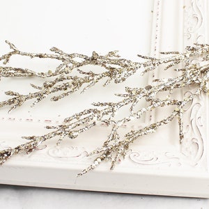 TWO Glitter Gold Branches | Fake Greenery | Gold Wedding Greenery | DIY Christmas Picks | Artificial Branches | Fake Twigs | GL3025