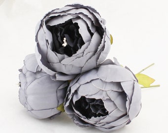 ONE Blue Peony Stem | Artificial Peony | Wedding | DIY Bouquet | Millinery Flowers | Fake Peony | Silk Peony Flower | The Blue Hutch PY95