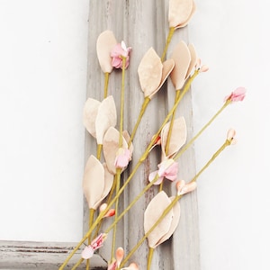 Beige Pink Leaf & Flower Picks | Pip Berries | Artificial Leaves Picks | Sweet Pea | Flowers for Crowns | Floral Picks | Blue Hutch PFM100