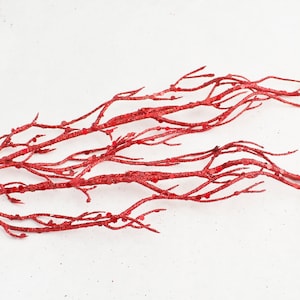 12&quot; Glitter Red Branches Artificial Greenery | Christmas Picks | Floral Branch Embellishment | Arrangement Wreath Filler | Blue Hutch GL3052