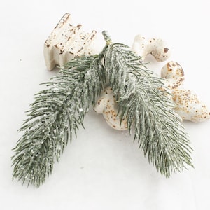 Snow Flocked Pine Spray, 16 Christmas Greenery Picks, Set of 3