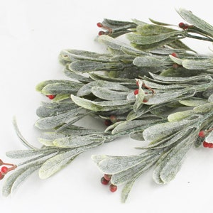 Frosted Mistletoe Picks | Christmas Mistletoe Sprays | Artificial Mistletoe Kissing | Frosted Greenery | DIY Winter Decor | Blue Hutch MO116