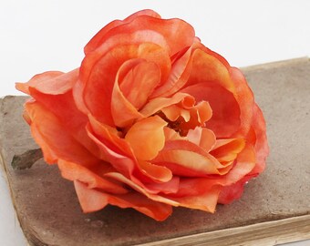 Vintage Salmon Rose AS- |S Watercolor Rose | Flower Crown | Wedding | Millinery Flowers | Wreath Flowers | Hair Accessory | Blue Hutch R19