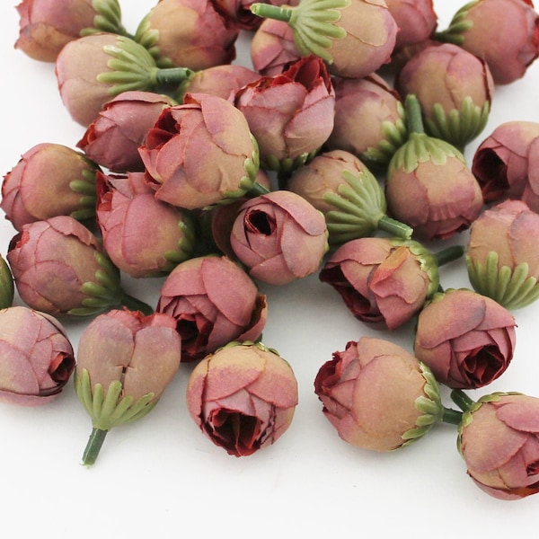 5 Antique Mauve Peony Buds | Artificial Peony | Wedding | Flower Crown Filler | Millinery Flowers | DIY Bouquet Filler | The Blue Hutch PB35