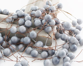 Blue-Gray Berry Picks | Artificial Berries for Crafts | Fake Berry Filler | Faux Berries for Hats | Berry Sprays for Wreath Blue Hutch BE181