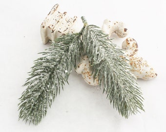 Flocked Snowy Pine Sprays Winter Greenery Christmas Picks, Set of 2 | Wreath Filler | Winter Wedding Bouquet | Blue Hutch PN190