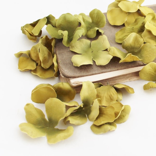 3" Olive Green Hydrangea Petals | Artificial Hydrangea | Wedding Petals | Tutu Flowers | Scattering Petals | Loose Petals | Blue Hutch HY246