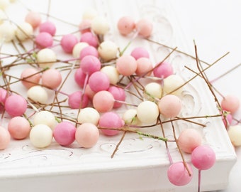 Pink and Cream Berry Picks Set of 10 | Spring Berries for Crafts | Pink Berries | Girl Baby Shower Decor| Berry Embellishment | BE139