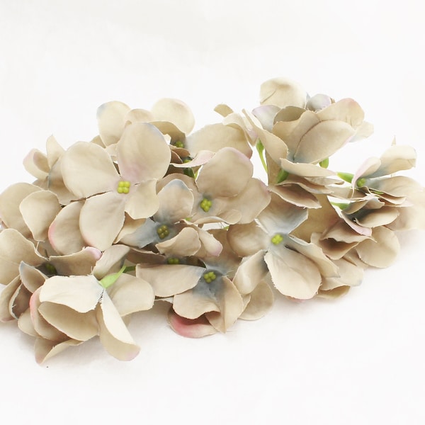 3 Beige Hydrangea Clusters | Silk Hydrangea | DIY Bouquet | Millinery Flowers | Wedding Flower Crown | Wedding Hydrangea | Blue Hutch HY319