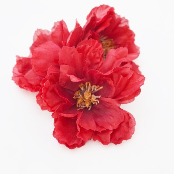 ONE 3" Red Peony | Flower Crown Filler | Millinery Flowers | Wedding | Hair Accessory | Fake Peony | Small Peony | The Blue Hutch PY54