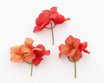 Coral Orange Hydrangea Clusters | Faux Hydrangea | Flower Crown Filler | Bouquet | Millinery Flower | Craft Hydrangea | The Blue Hutch HY304