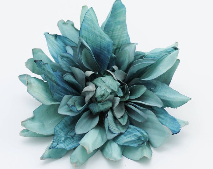 Teal Blue Dahlia Silk Dahlia Wedding Flower Crown Etsy