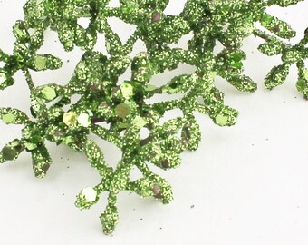 Glitter Green Baby's Breath Clusters | Artificial Baby's Breath Sprays | Christmas Picks | Fake Greenery Filler | Blue Hutch BB49