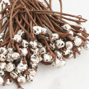 10 Silver Bell Picks | Silver Jingle Bells for Crafts | Christmas Bells | Silver Wedding Bells | Small Bell Embellishment | Blue Hutch PB361