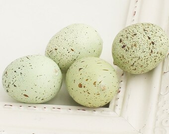 FIVE Green Speckled Eggs | DIY Easter Eggs | Artificial Eggs | Millinery | Easter Floral | Tiered Tray Decor | Egg Filler | Blue Hutch E144