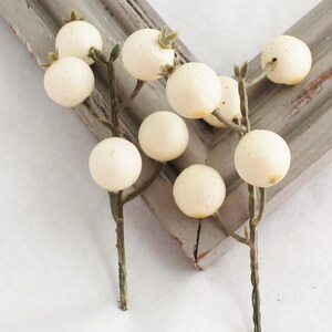 2 Cream Berry Picks Artificial Rose Hips Fake Berries Wedding Decor Fake Berry Filler Large Berries for Crafts Blue Hutch BE168 image 5