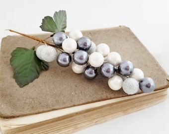 Artificial Grapes | Grey & White Grapes | Millinery Fruit | Wedding | Wreath Fruit | Beaded Grapes | Artificial Fruit |  The Blue Hutch