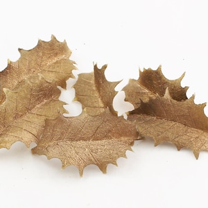Vintage Gold Holly Leaves | Christmas Holly | Artificial Greenery | Filler Greenery | Christmas Decor | Plastic Holly | The Blue Hutch HO304