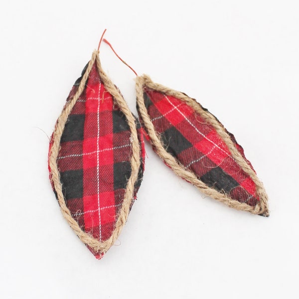 AS-IS Buffalo Check Poinsettia Leaf Picks | Red Black Leaves | DIY Christmas Pick | Leaf Filler | Millinery Leaves | The Blue Hutch PO43