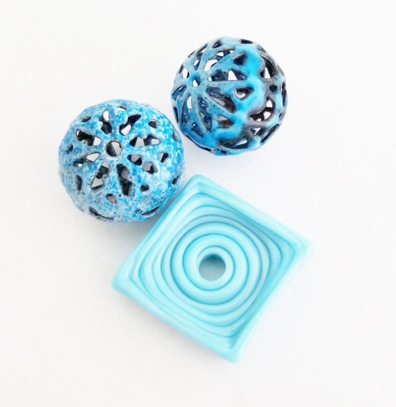 Destash Beads Torch Fired Enamel Lampwork Beads The Blue Hutch OB17 DIY Jewelry Kit 26 Turquoise Beads Orphan Beads