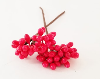 Red Pip Berry Picks | Pip Berries | Flower Crown | Millinery Berries | Wreath Picks | Artificial Berries | Craft Berries | The Blue Hutch