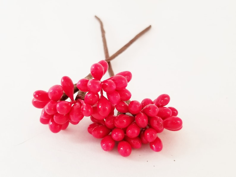 Red Pip Berry Picks Pip Berries Flower Crown Millinery Berries Wreath Picks Artificial Berries Craft Berries The Blue Hutch image 1