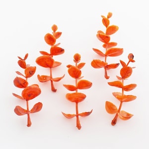 Fake Orange Eucalyptus Leaf Picks, Artificial Leaves Greenery Sprays for Fall Crafts and Decor EU211