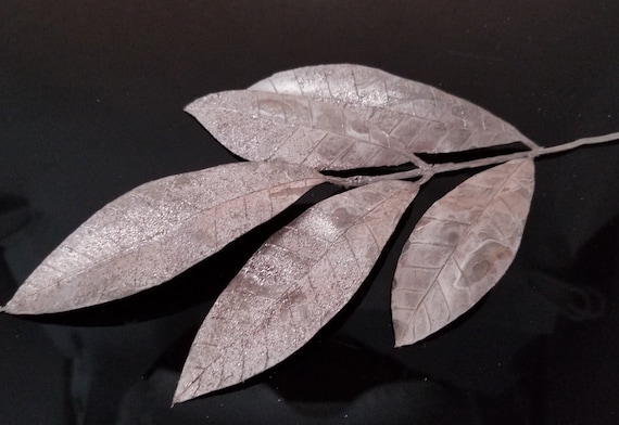 Wedding Greenery Faux Greenery Millinery Leaves The Blue Hutch 1006 DIY Bouquet 8 Glittered Silver Peony Leaves Wreath Filler
