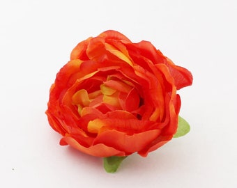 Orange Ranunculus | Artificial Ranunculus | Hair Accessory | Millinery Flowers | Faux Ranunculus | Silk Ranunculus | The Blue Hutch RN502