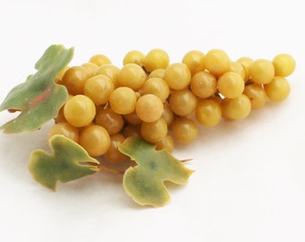 Vintage Gold Grapes | Artificial Grapes Bunch | Millinery Fruit | Kitchen Fruit Bowl Filler | Faux Grapes for Crafts | Floral Fruit | G523