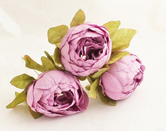 ONE Purple Peony Stem | Artificial Peony | Wedding | Flower Crown | DIY Bouquet | Millinery Flowers | Fake Peony | The Blue Hutch PY74